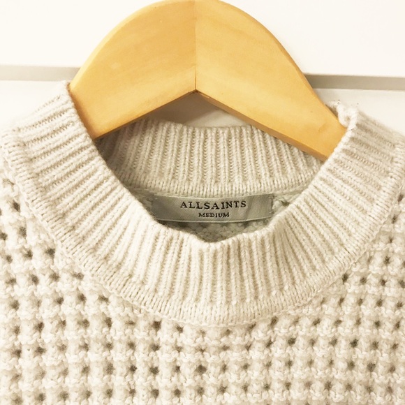 All Saints Sweaters - All Saints Eden Crew Neck Sweater Cream Size Med